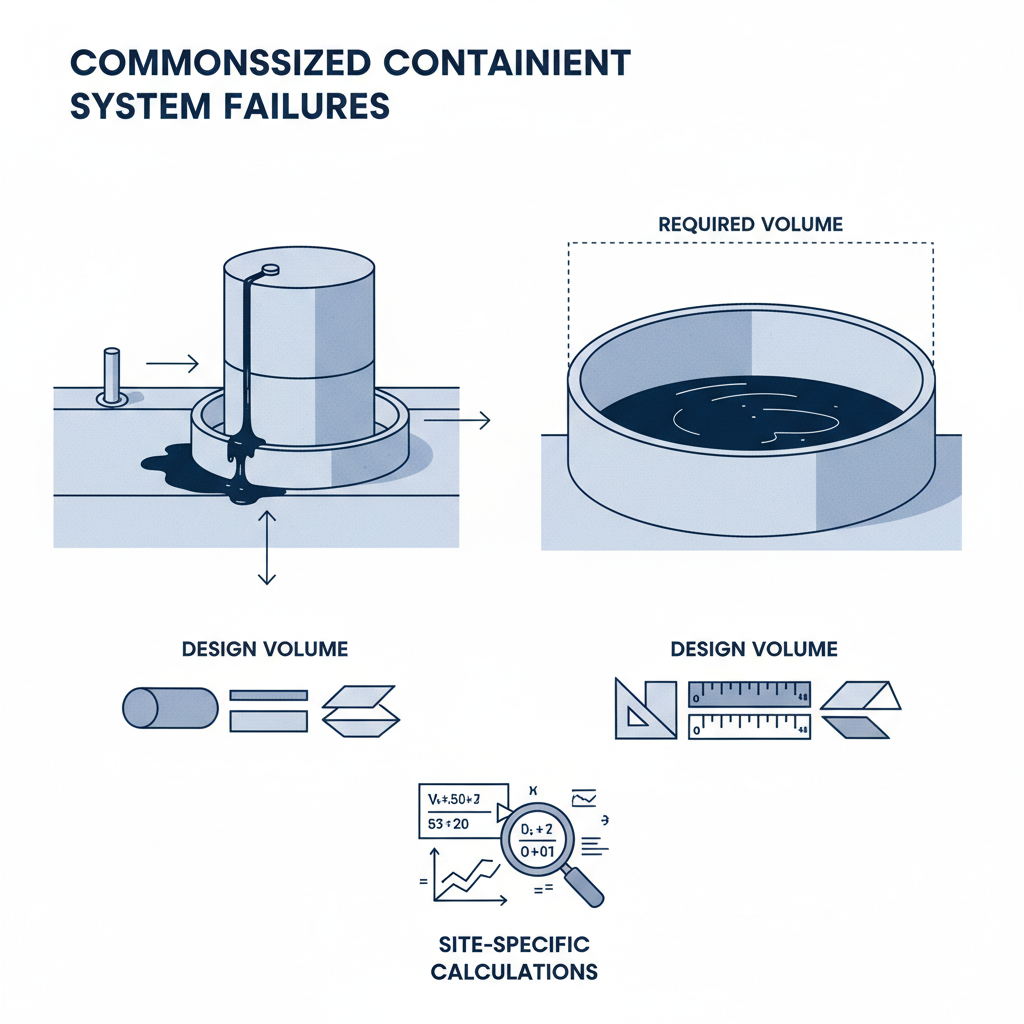 Diagram showing common containment system failures due to undersizing.