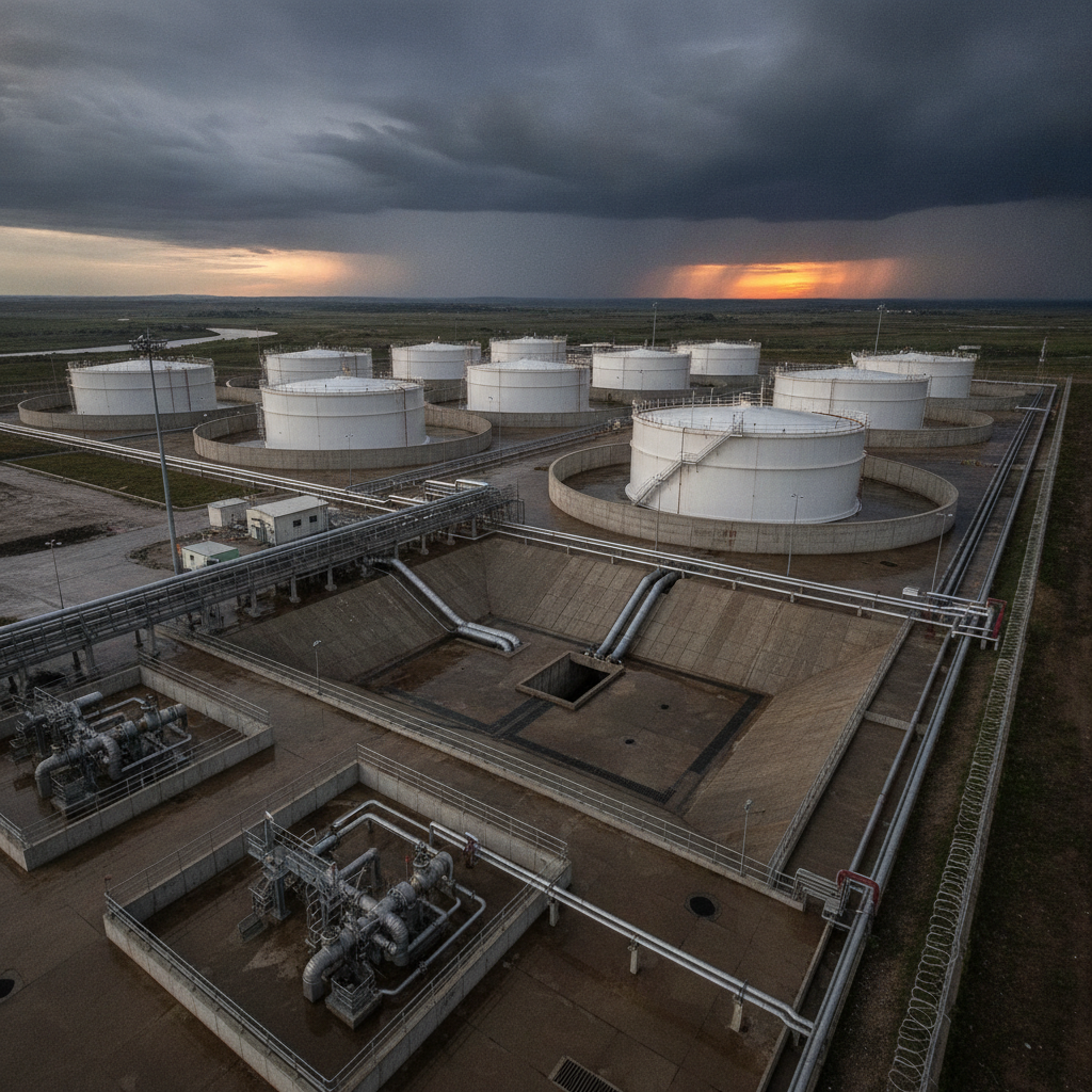 Facility with oil tanks designed for secondary containment.