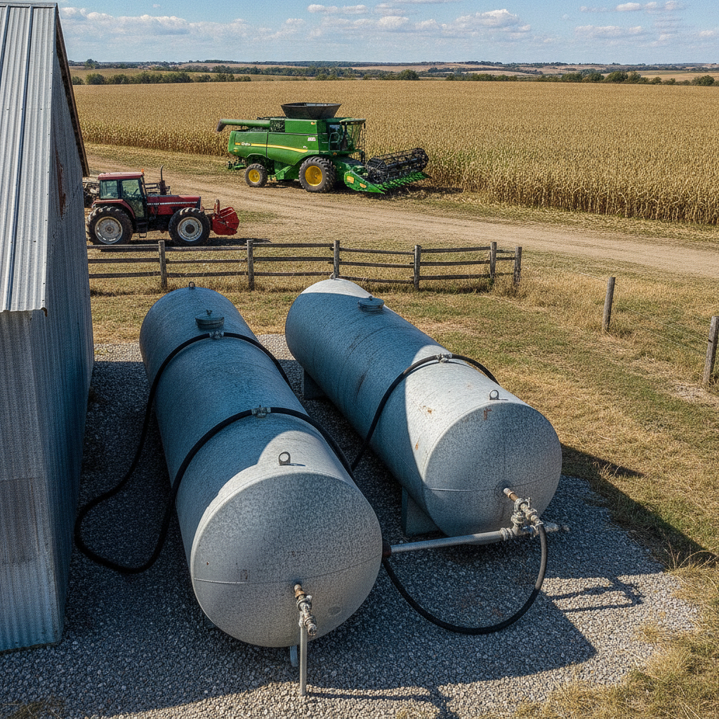 Large oil containers on a farm contributing to SPCC threshold.