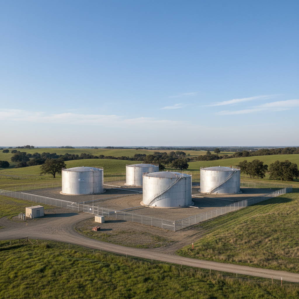 Rural oil facility under blue sky, representing minimal regulation.