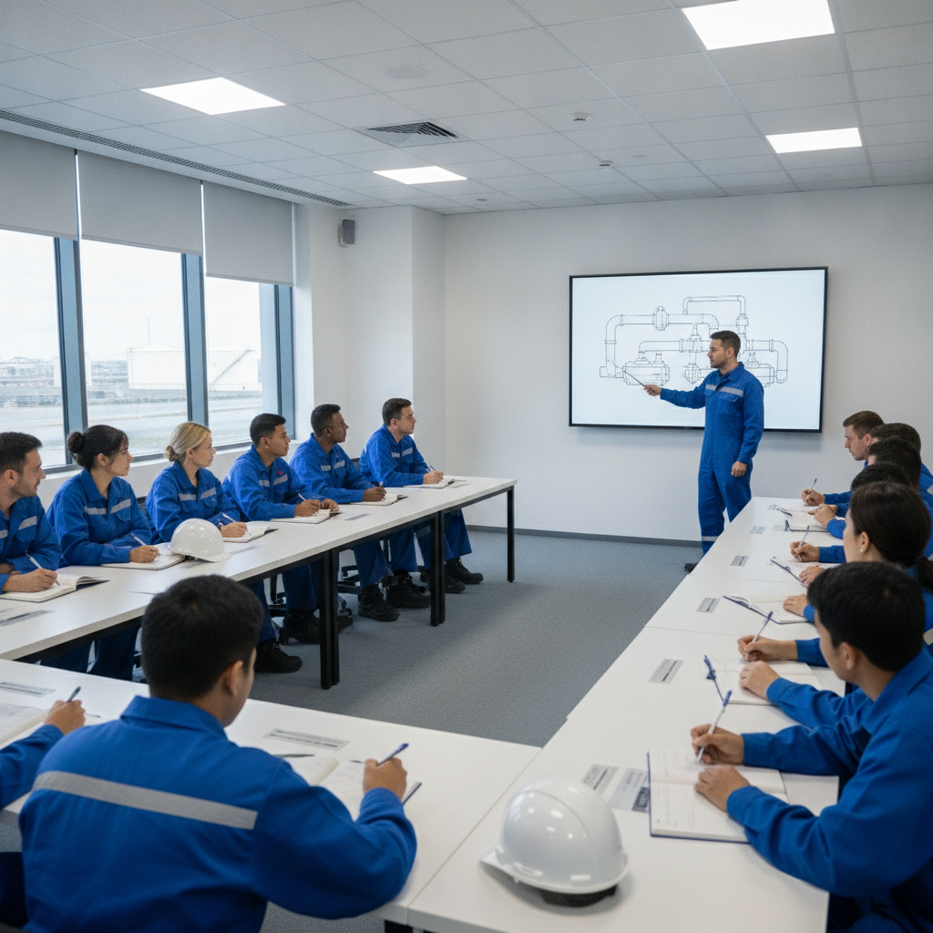 Classroom training session with personnel taking notes.