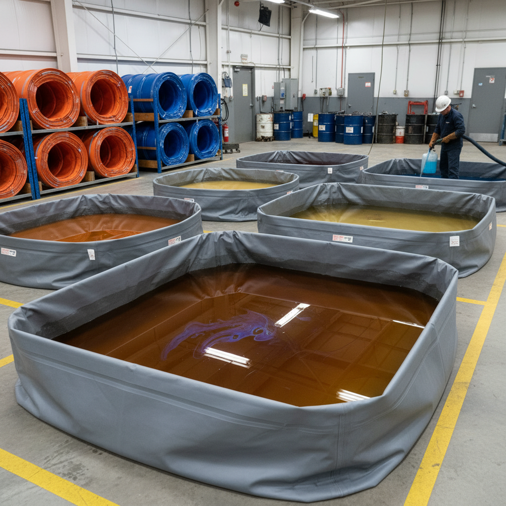 PVC berm materials in maintenance setting resist petroleum and chemicals.