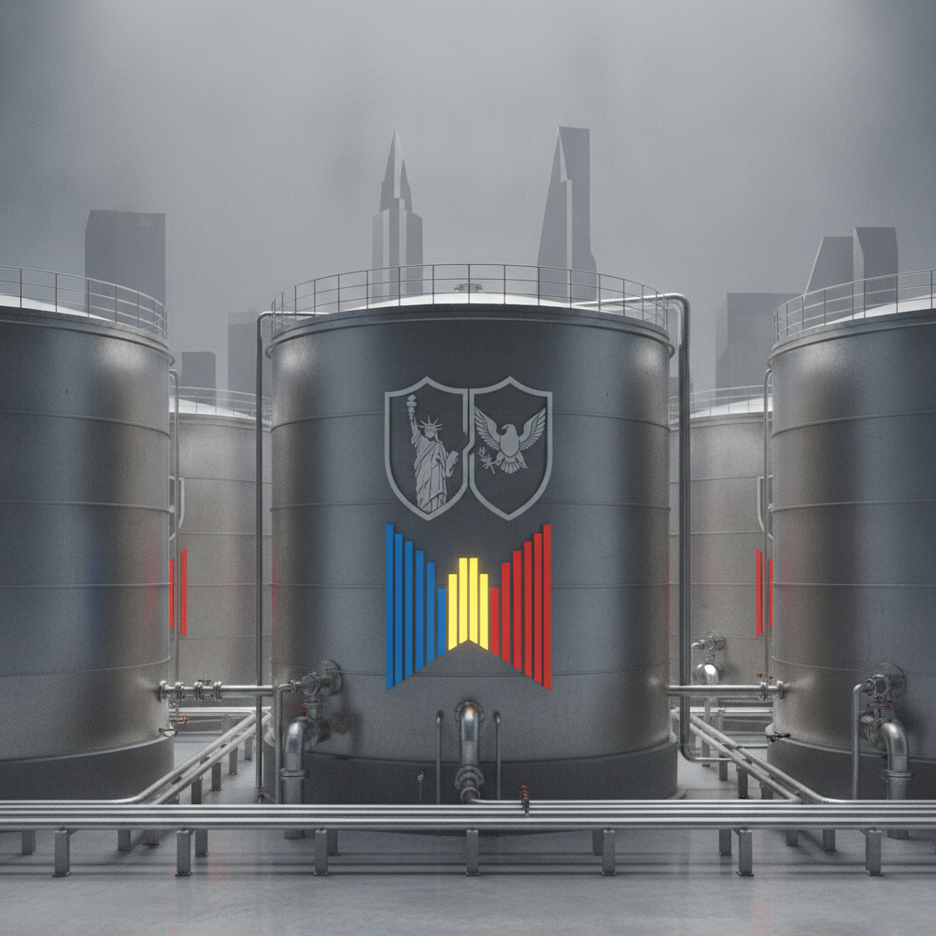 New York facility with oil tanks and jurisdiction signs.