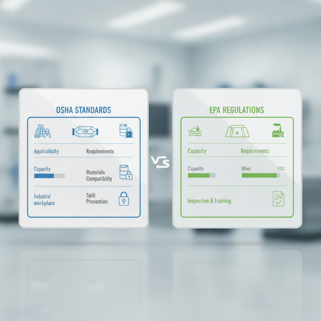 Comparison chart of OSHA and EPA containment rules.