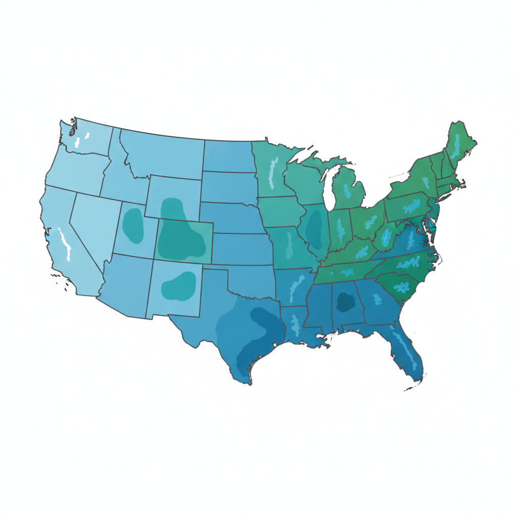 Map highlighting regional rainfall data across the United States.