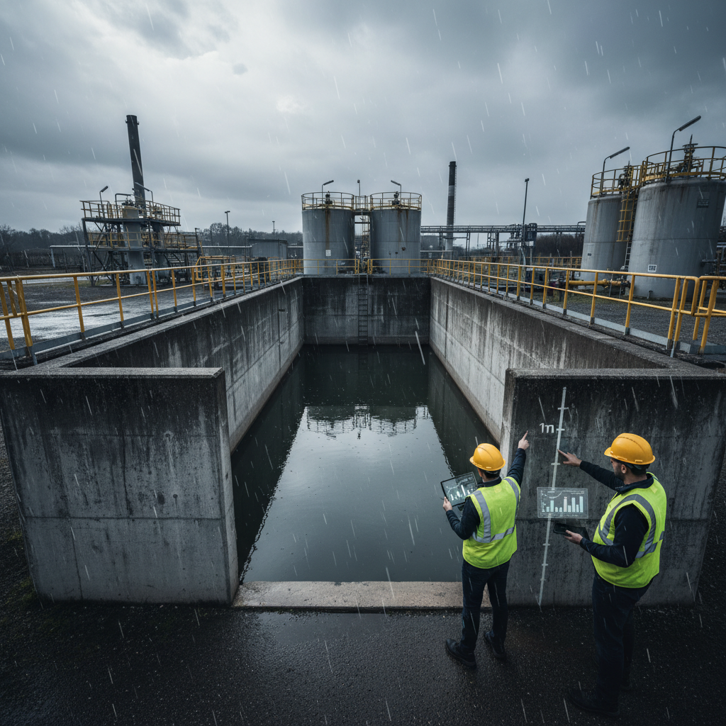 Inspectors reviewing containment at an industrial site.