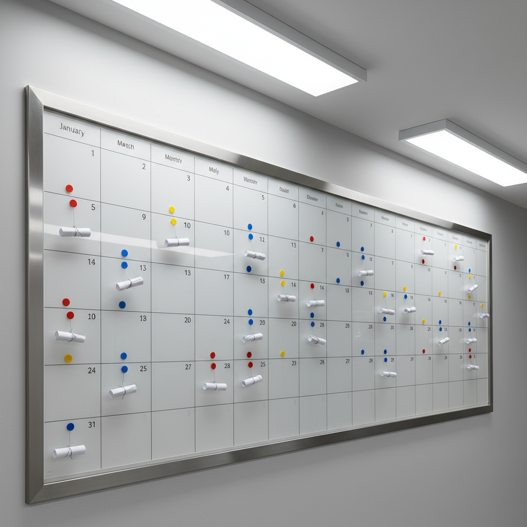 Calendar showing 36-month timeline with inspection records.