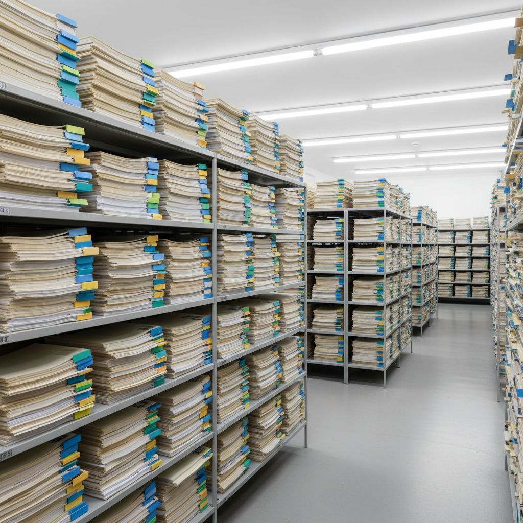 Organized SPCC records and logs in an office setting.