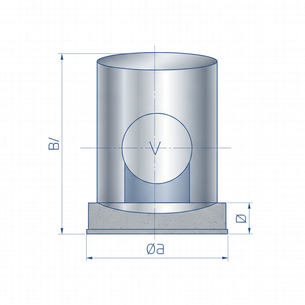 Diagram showing storage tank dimensions with labeled measurements.